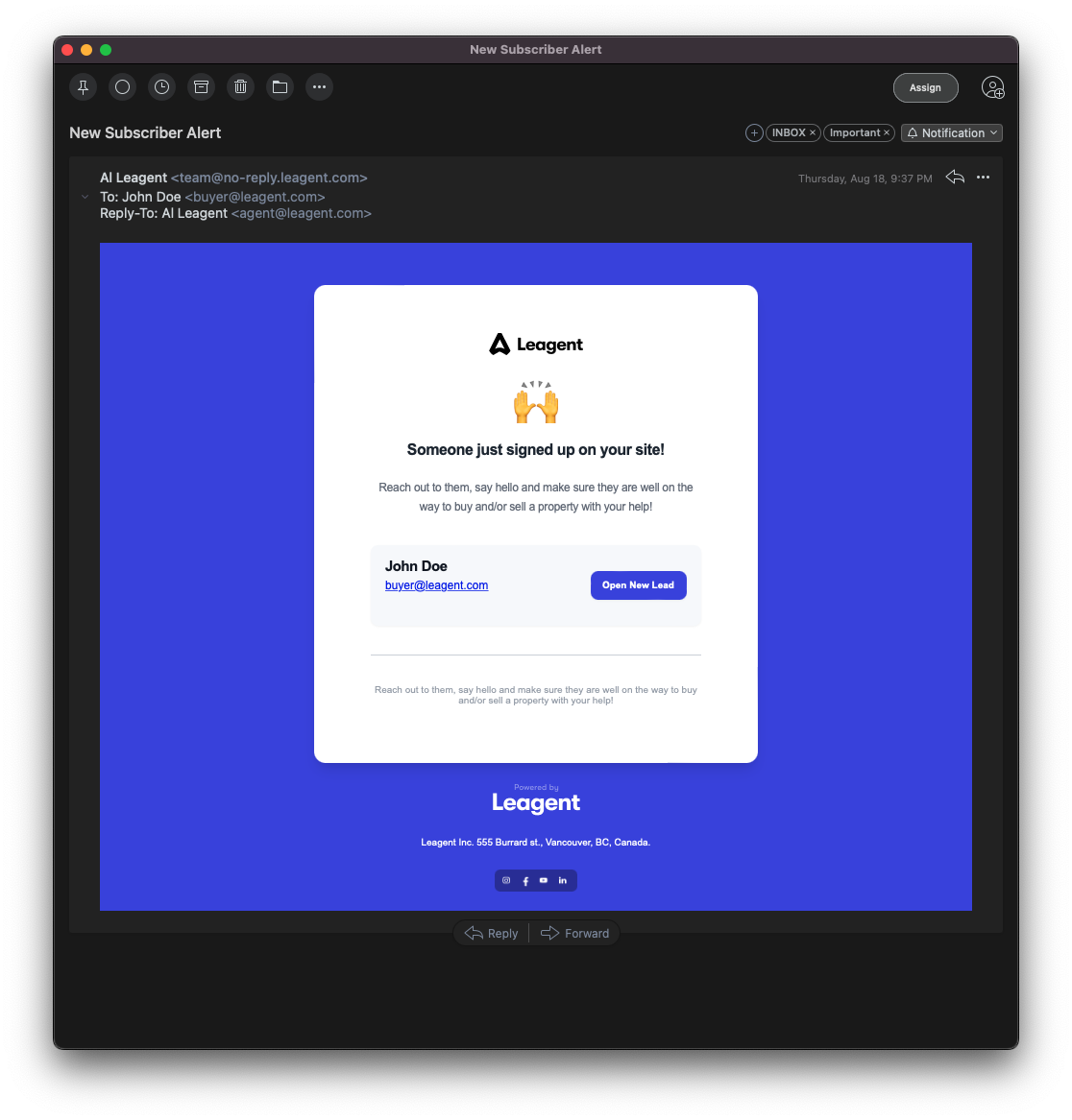 New Subscriber Email