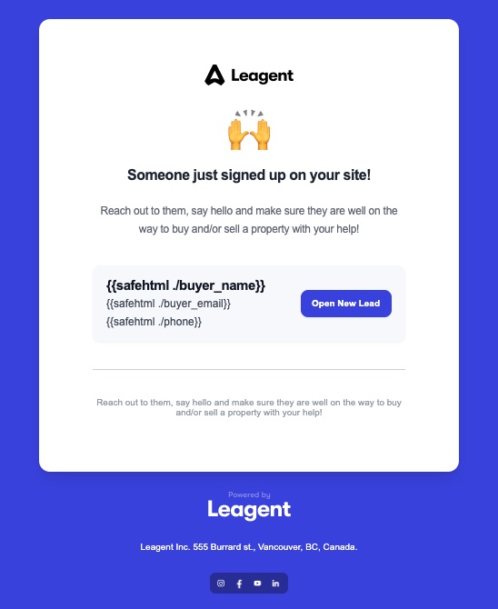 Fig 3. New Subscriber Email Received Template